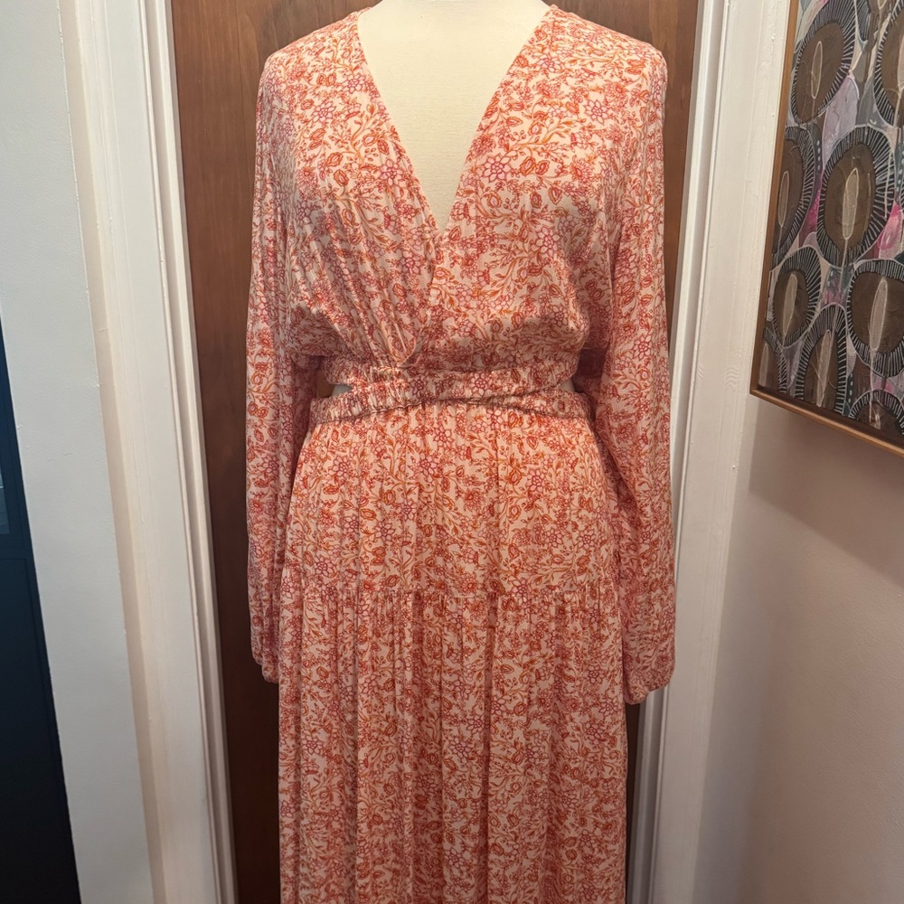 Old Navy Coral Floral Long Sleeve Dress size XL Tall